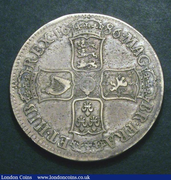 Crown 1686 No Stops on Obverse ESC 77 Fine/Good Fine with some light haymarking on the reverse, Rare : English Coins : Auction 130 : Lot 1033