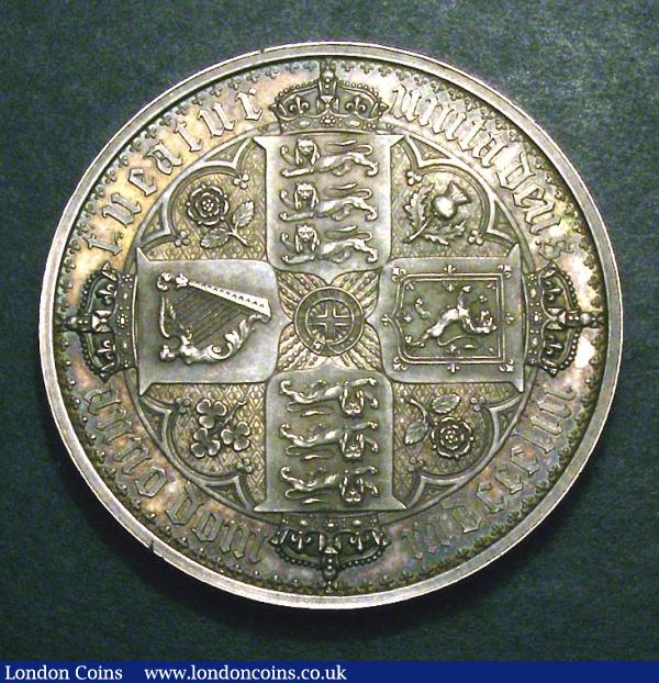 London Coins : A130 : Lot 1066 : Crown 1853 Gothic Proof with SEPTIMO edge ESC 293 A/UNC with some minor cabinet friction and hairlin...
