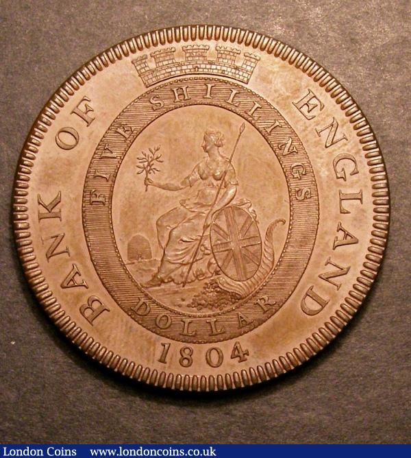 Dollar Bank of England 1804 Proof in copper Obverse C Reverse 2 ESC 152 UNC with a verdigris spot on the King's neck and a few minor hairlines : English Coins : Auction 130 : Lot 1110