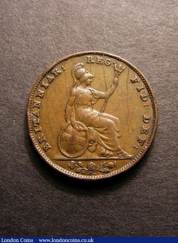 Farthing 1844 Peck 1565 Fine or better with some surface marks and scratches : English Coins : Auction 130 : Lot 1164