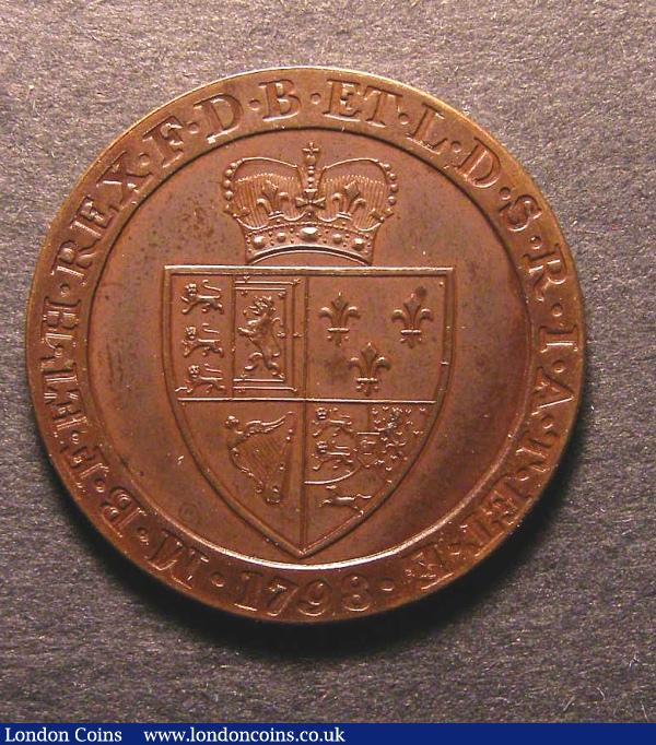 London Coins : A130 : Lot 1252 : Guinea 1798 Pattern in darker Bronzed Copper by Kuchler, Plain edge with Reverse Inverted, s...