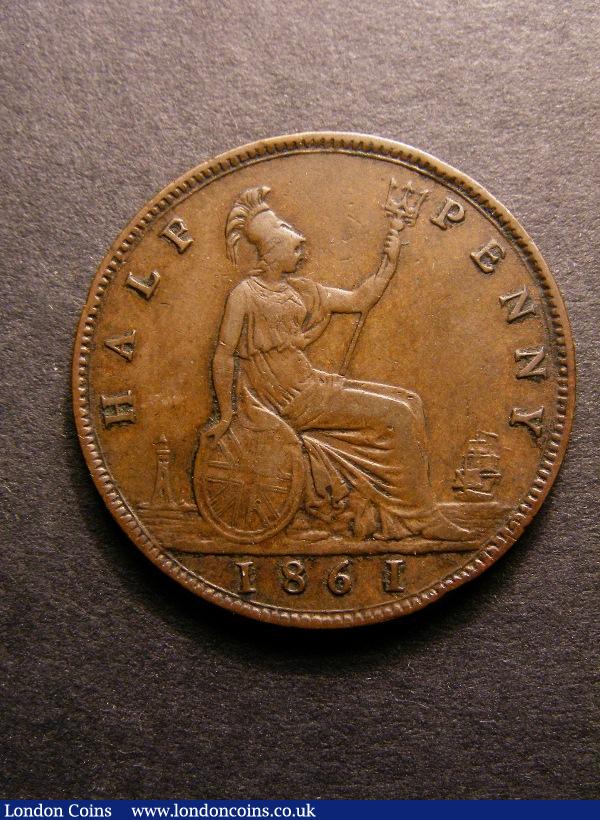 London Coins : A130 : Lot 1418 : Halfpenny 1861 appears to read HALP for HALF unlisted by Freeman or Peck, Fine with the reverse ...