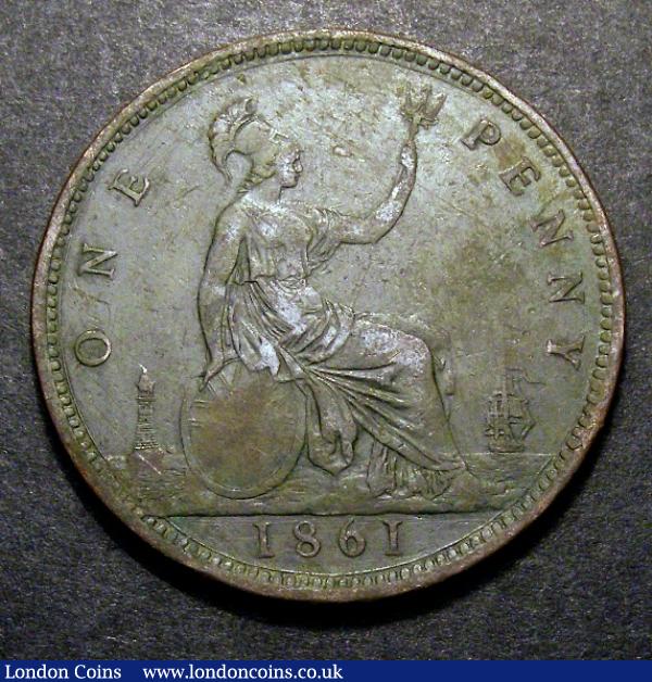 London Coins : A130 : Lot 1548 : Penny 1861 Freeman 28 dies 5+G Fine/Good Fine with surface marks and green patina through having bee...