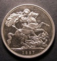 London Coins : A130 : Lot 1067 : Crown 1887 Proof ESC 297 Lustrous UNC with some hairlines and surface marks in the fields