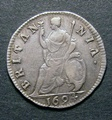 London Coins : A130 : Lot 1137 : Farthing 1694 Silver Proof Peck 626 No Stop after MARIA, reverse with unbarred A's, Double e...