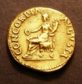 London Coins : A130 : Lot 928 : Aureus Nero Sear 669 Obverse Laureate Head right, Reverse Salus seated left holding patera VF