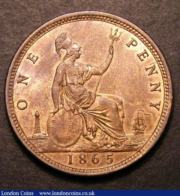 Penny 1865 as Freeman 50 dies 6+G the 5 slightly more widely spaced from the 186 in the date, UNC, nicely struck with good lustre and detail : English Coins : Auction 131 : Lot 1638
