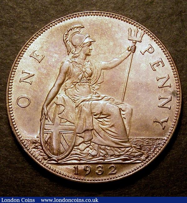 London Coins : A131 : Lot 1702 : Penny 1932 Proof Freeman 208 dies 5+C nFDC with a spot by the NN of PENNY, nicely toned with und...