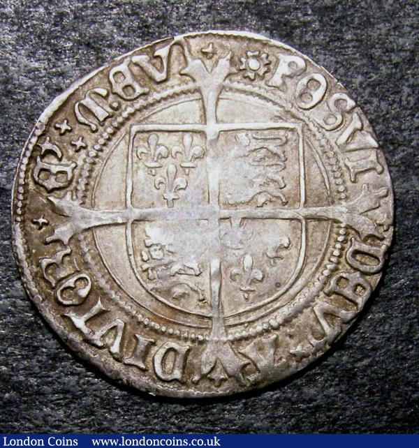 Groat Henry VIII First Coinage 1509-1526 Roman/Lombardic Lettering, with saltires in cross ends S.2337A mintmark Rose, Good Fine : Hammered Coins : Auction 131 : Lot 969