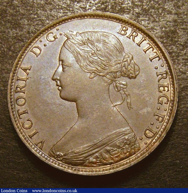 Halfpenny 1869 Freeman 306 dies 7+G Toned UNC with minor cabinet friction, Rare in this high grade : English Coins : Auction 132 : Lot 1105