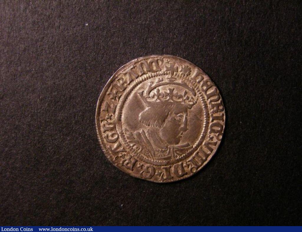Groat Henry VIII Second Coinage 1526-1544 Lombardic/Lombardic Lettering, with saltires in cross ends S.2337C mintmark Rose, Good Fine : Hammered Coins : Auction 132 : Lot 619