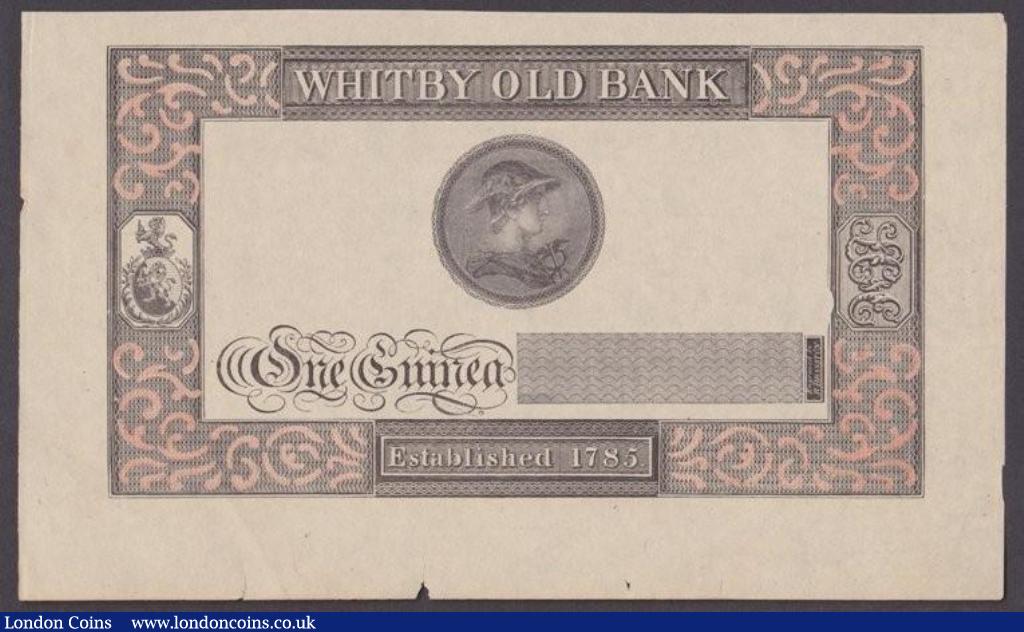 London Coins : A132 : Lot 348 : Whitby Old Bank 1 guinea proof on paper, large size, pencilled annotation of 1822 on reverse...