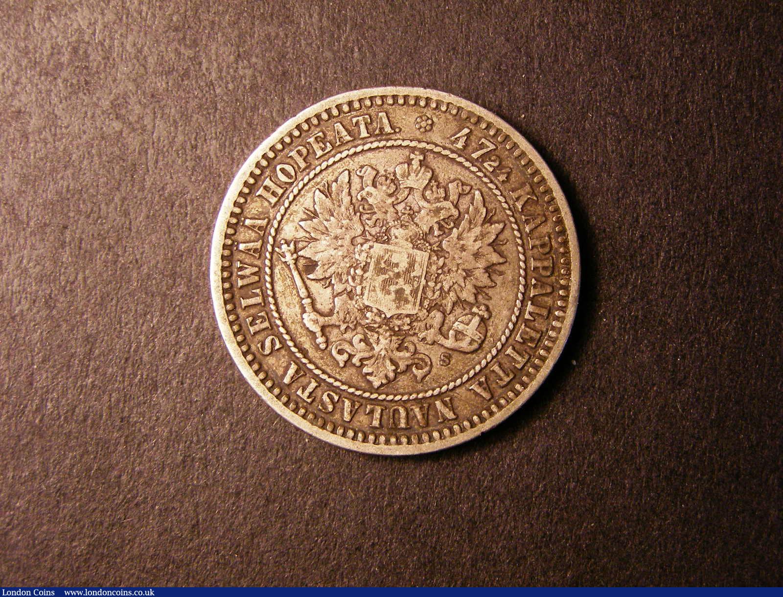 Finland 2 Markka 1870 KM#7.1 Fine : World Coins : Auction 133 : Lot 1298