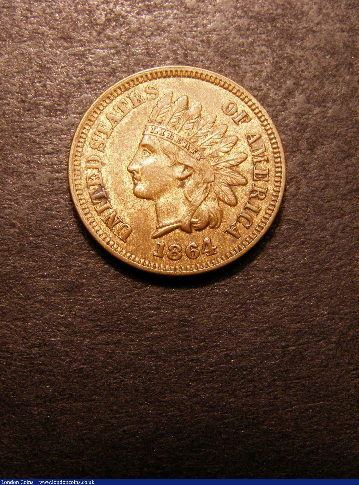 USA Cent 1864L with repunching on the date figures, unlisted by Breen, listed in 'Cherrypickers Guide to Rare Die Varieties' by Fivaz and Stanton FS#1c-006.72 EF with some small spots on the obverse, Rare, a popular variety among Indian Cent Specialists : World Coins : Auction 133 : Lot 1515