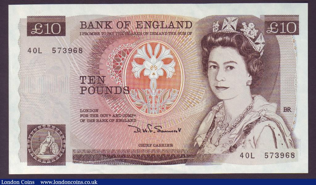 ERROR Ten Pounds Somerset. B347. Error. 40L 573968. Large amount of print missing on back. Exceptionally rare last series prefix. Prefix probably worth much more than the error so a rare combination EF. : English Banknotes : Auction 133 : Lot 2333