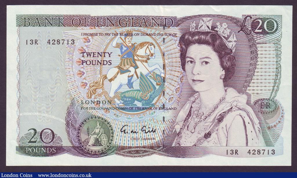 ERROR Twenty Pounds Gill. B355. Error. Much of reverse missing, a striking error. EF to UNC. : English Banknotes : Auction 133 : Lot 2339
