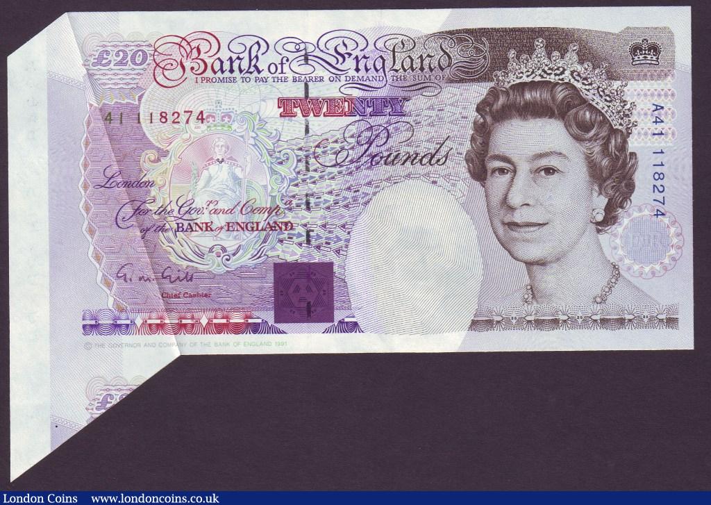 ERROR Twenty Pounds Gill. B358. Error. A41 118274. Extra paper at left hand side. UNC. : English Banknotes : Auction 133 : Lot 2346