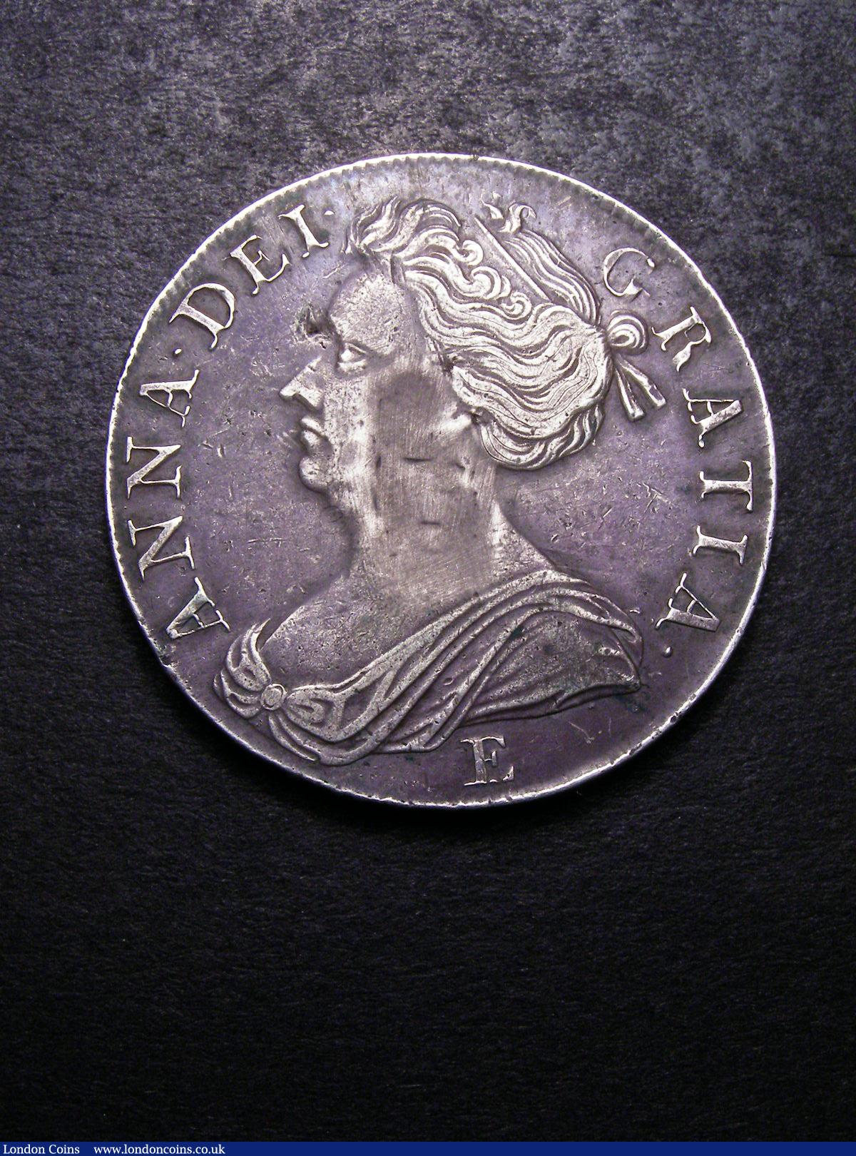 Crown 1708E ESC 106 NVF with a dent on the obverse on the portrait : English Coins : Auction 133 : Lot 243