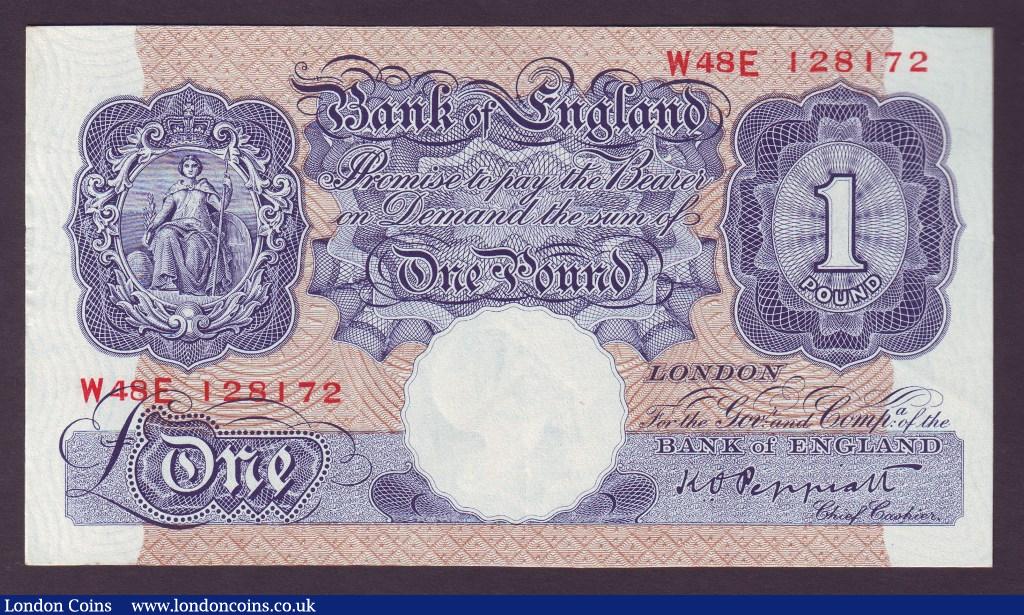 One Pound Peppiatt. B249. W48E 128172. Last run. Sub series. Rare. EF. : English Banknotes : Auction 133 : Lot 2582