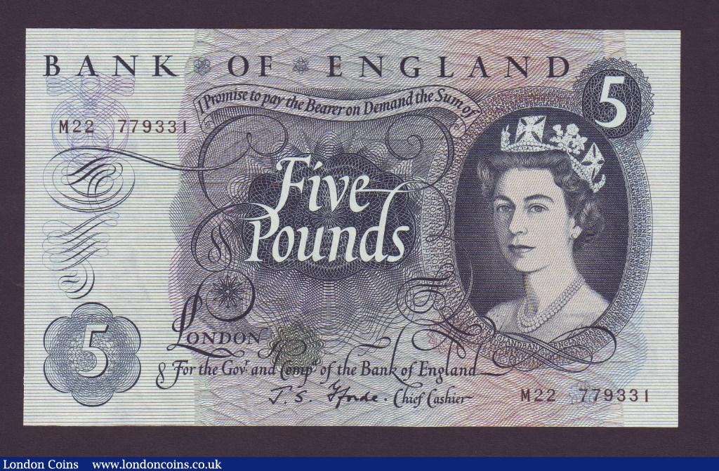Five Pounds Fforde. B313. M22 779331. Replacement. EF. : English Banknotes : Auction 133 : Lot 2835