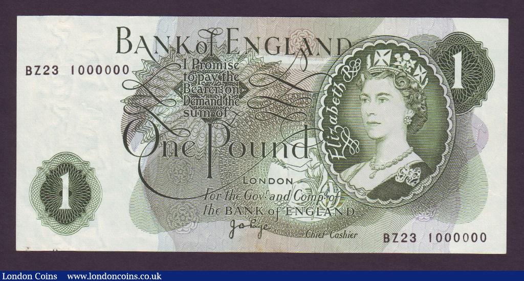 One Pound Page. B332. BZ23 1000000. A million pound number. EF with ...