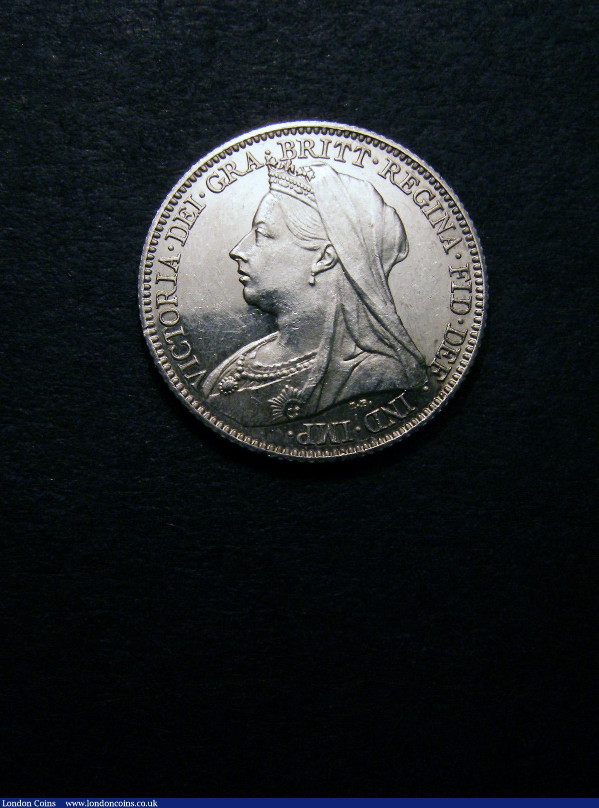 Sixpence 1893 Veiled Head Proof ESC 1763 UNC with some contact marks and hairlines : English Coins : Auction 133 : Lot 845