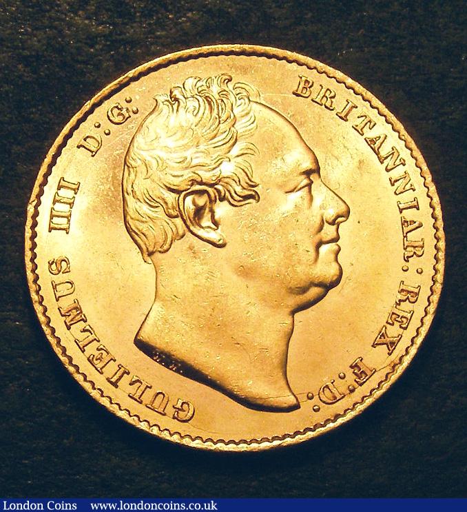 Sovereign 1832 Second Bust, Nose points to letter I next to last N in BRITANNIAR Marsh 17, also with closed 2 in date, UNC and lustrous and very scarce in this grade : English Coins : Auction 133 : Lot 899