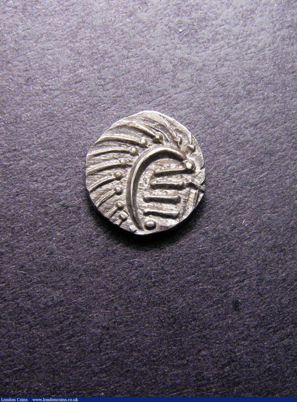 London Coins : A133 : Lot 107 : Anglo-Saxon Continental Ar Sceat.  C, 695-740.  Series E.  Obv; Degenerated head.  Rev; ...