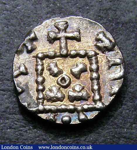 London Coins : A133 : Lot 109 : Anglo-Saxon Primary Ar Sceat.  C, 680-710.  Series A.  Obv; Radiate bust r, TIC before. ...