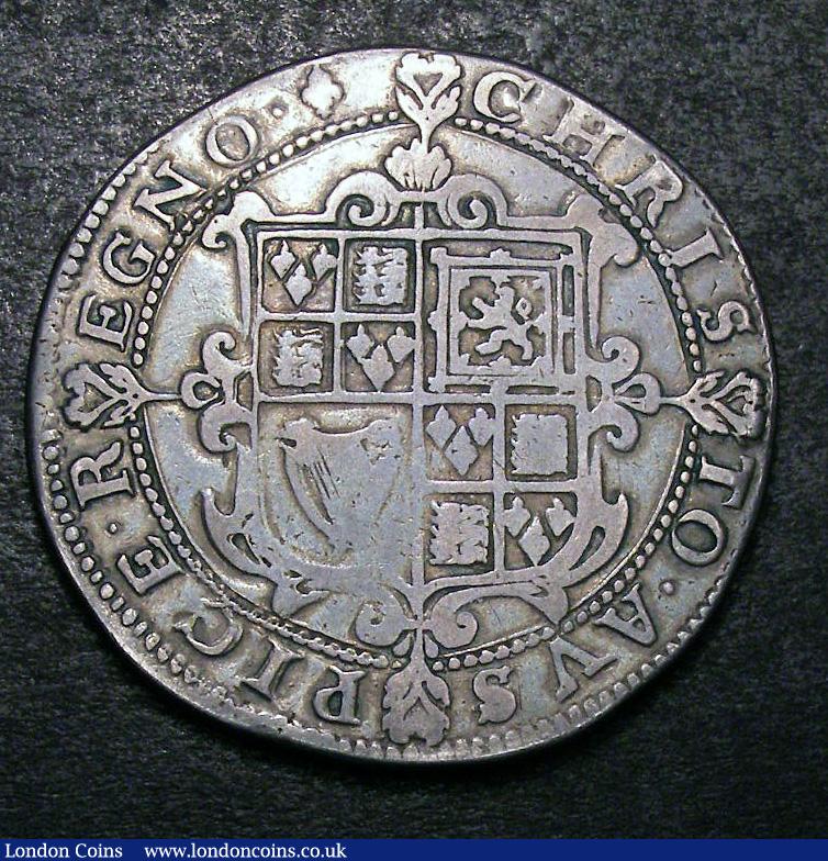London Coins : A133 : Lot 112 : Crown Charles I Tower mint under the King Group I Obverse King on horseback , horse with plume o...