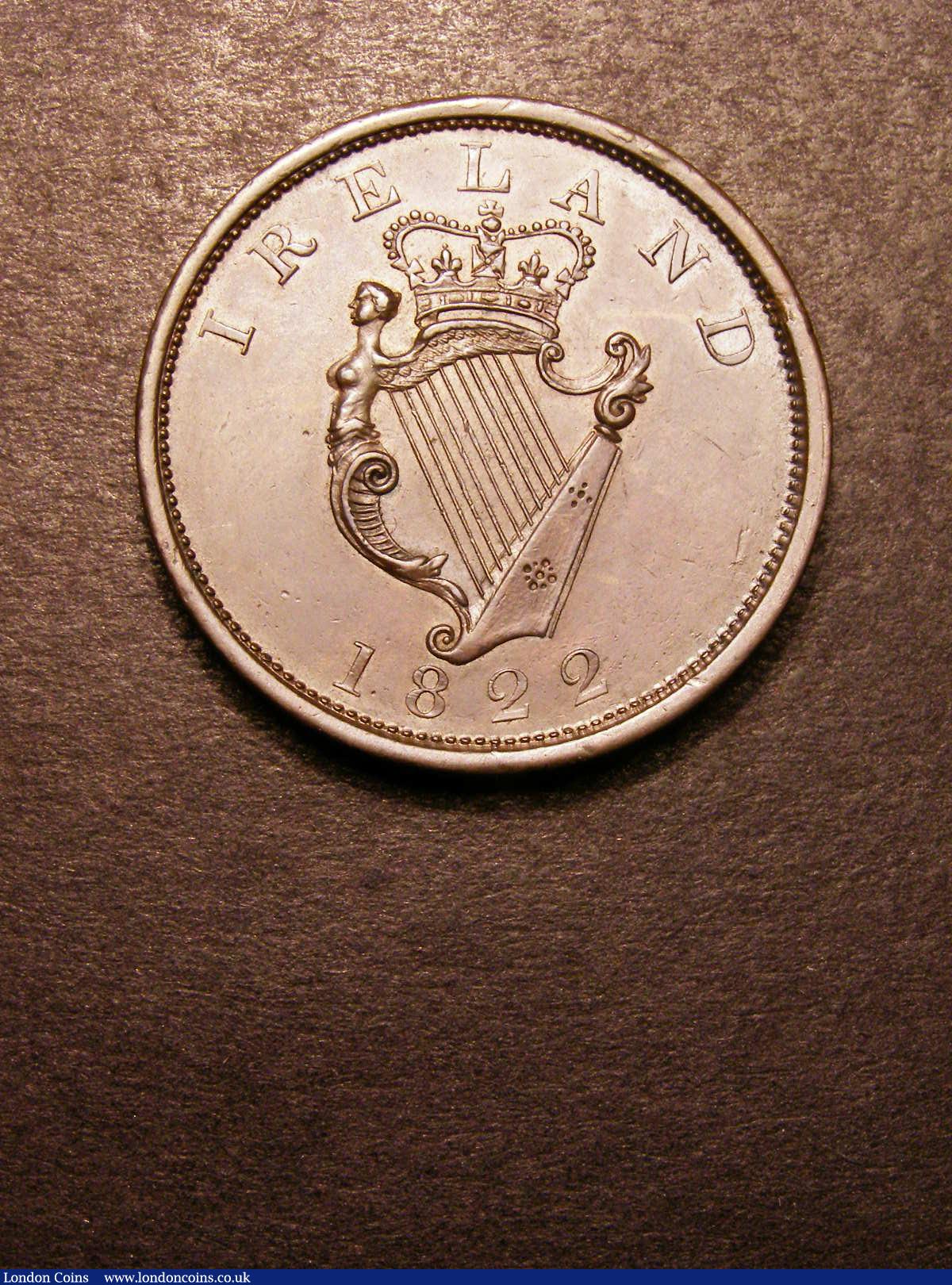 Ireland Penny Token 1822 Non Local Obverse Bust of Wellington right WELLINGTON ERIN GO BRAGH Reverse Crowned Harp with 10 Strings, Withers 1972, EF and scarce in high grade : Tokens : Auction 133 : Lot 1137