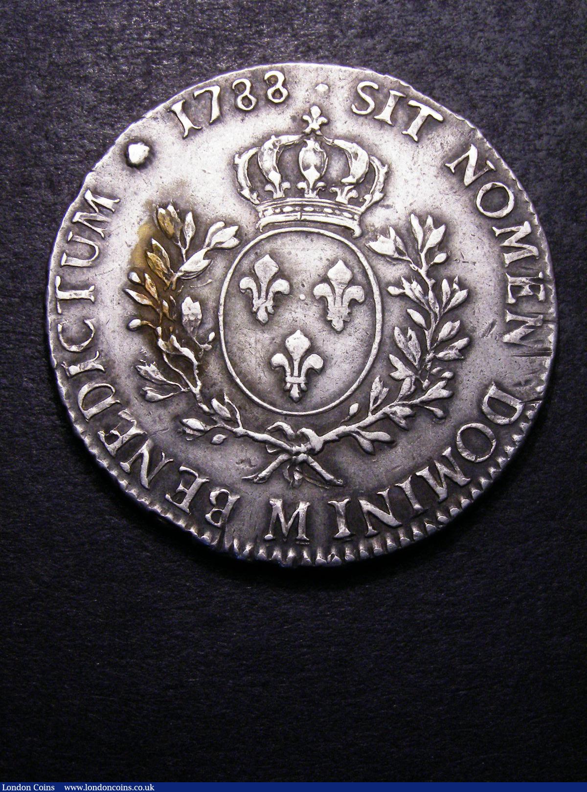 France Ecu 1788 M (Toulouse) KM#564.10 VF with some discolouration to the left of the shield : World Coins : Auction 133 : Lot 1321