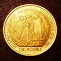 London Coins : A133 : Lot 1353 : Hungary 100 Korona 1907 KB U.P Restrike KM#490 UNC with very minor cabinet friction