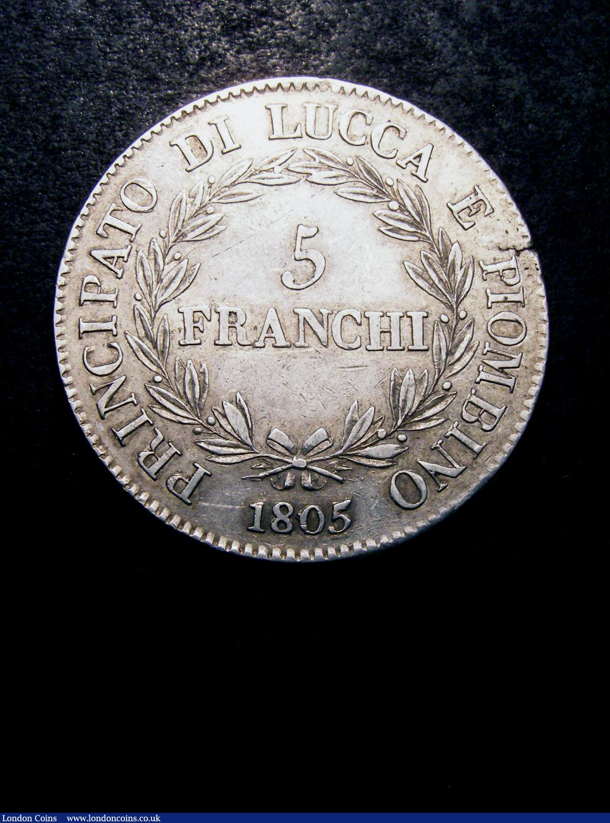 Italian States - Lucca 5 Franchi 1805 KM#24.1 VF with a flan crack at 3 o'clock on the obverse : World Coins : Auction 133 : Lot 1394