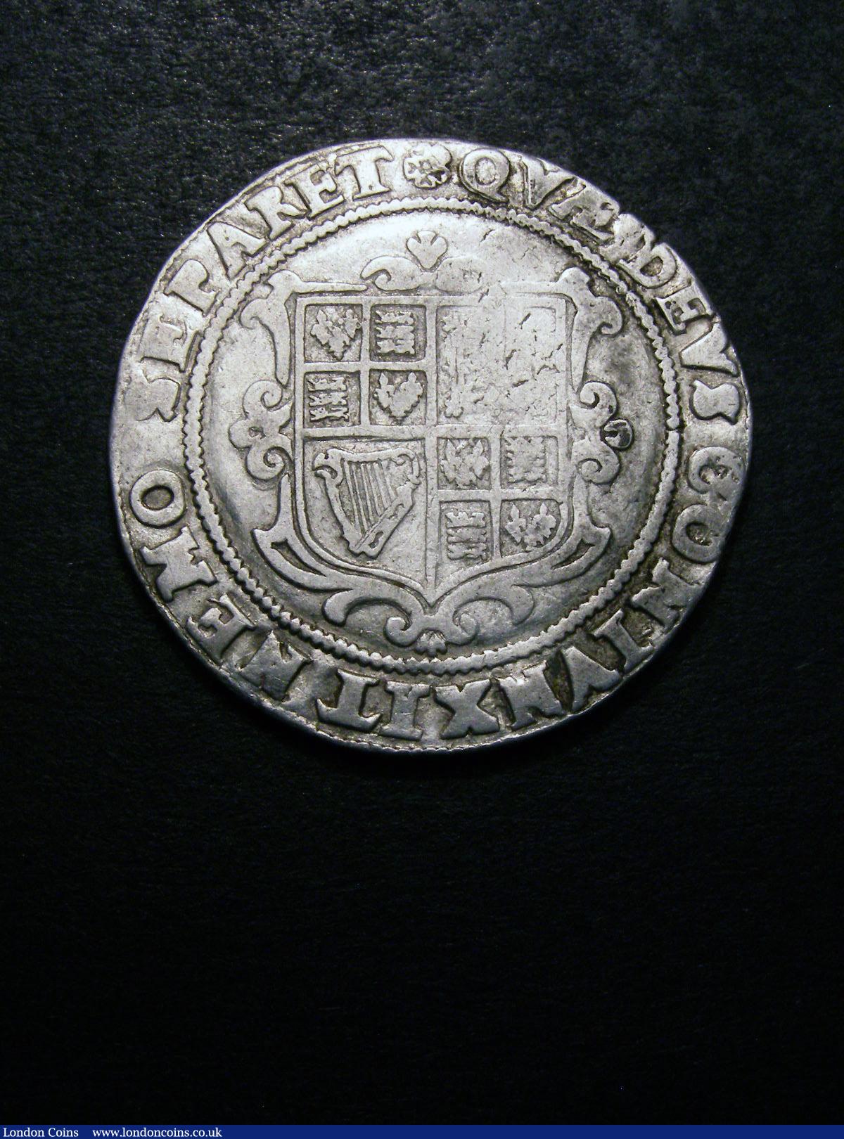 London Coins : A133 : Lot 152 : Halfcrown James I Third Coinage S.2666 mintmark Rose, King on horseback weak otherwise Fine