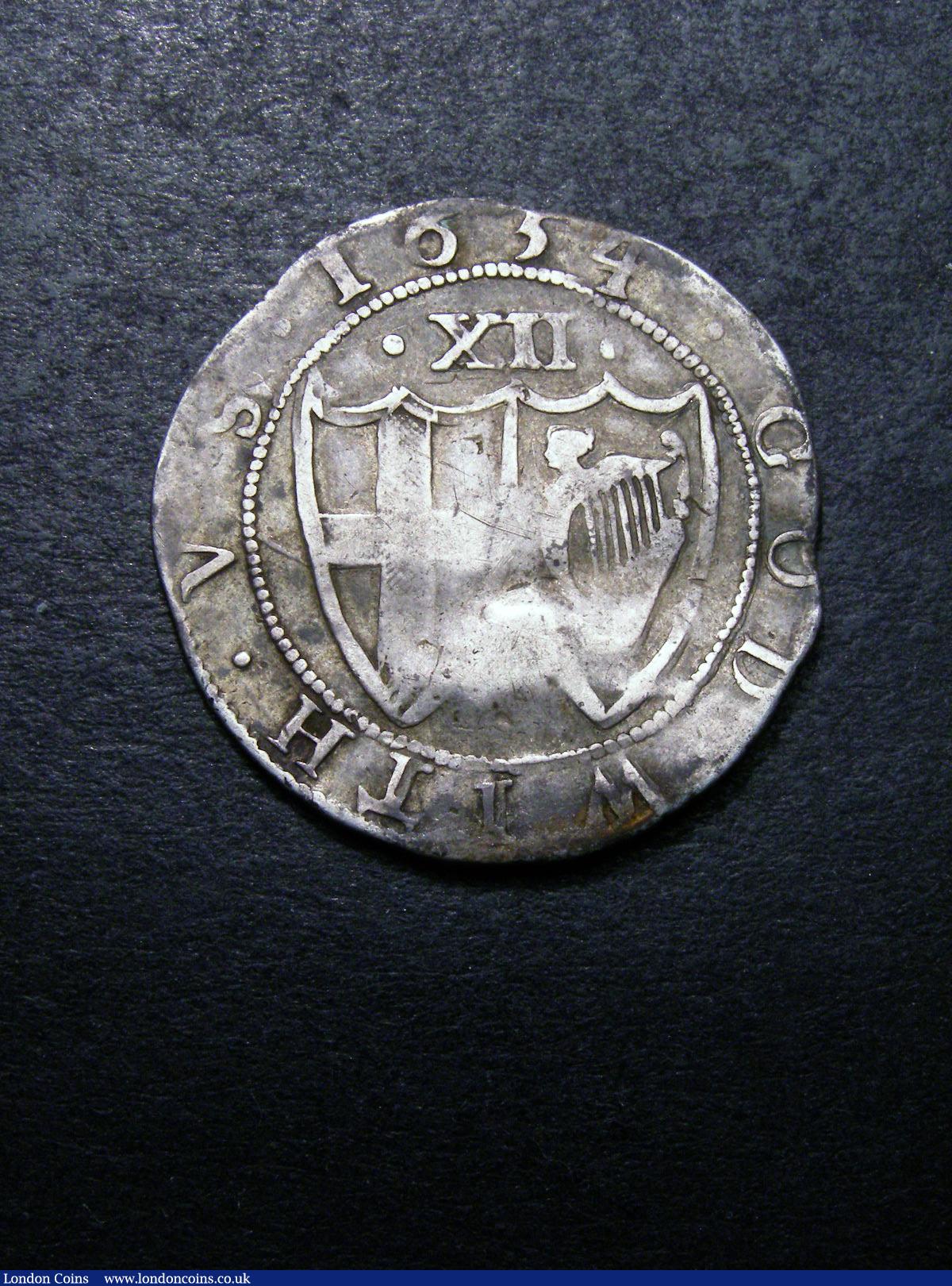 London Coins : A133 : Lot 183 : Shilling 1654 Commonwealth ESC 990 VG/Fine creased, our records indicate that this is the first ...