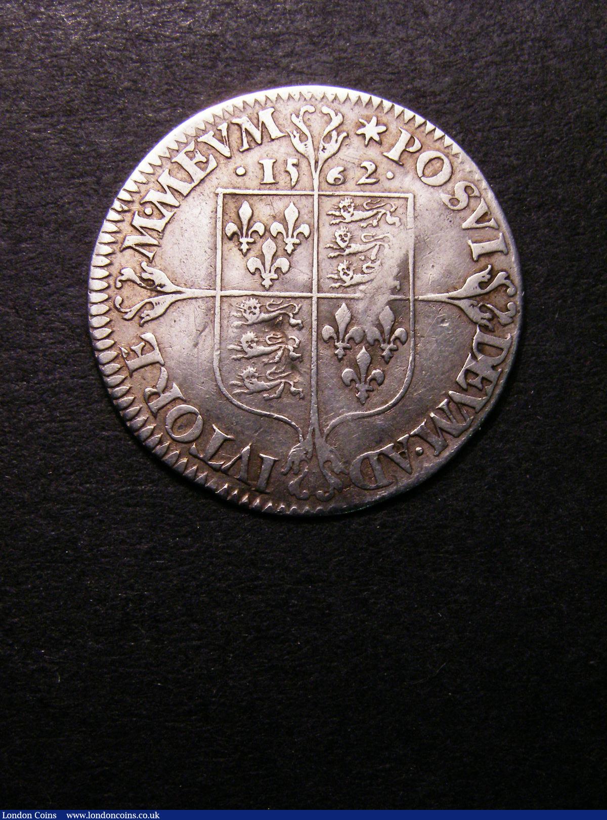 London Coins : A133 : Lot 202 : Sixpence Elizabeth I 1562 S.2596 Milled Coinage Large Broad Bust with elaborately decorated dress...