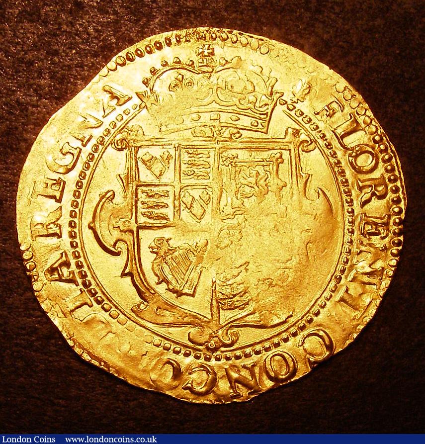 London Coins : A133 : Lot 215 : Unite Charles I Group A Bust 1A with flatter single-arched crown S.2686 mintmark Lis GVF with a coup...