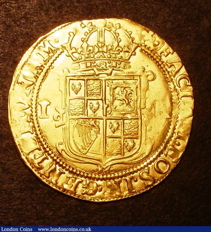 London Coins : A133 : Lot 218 : Unite James I Second Coinage Fifth Bust mintmark Trefoil S.2620 VF or near so with a few small weak ...