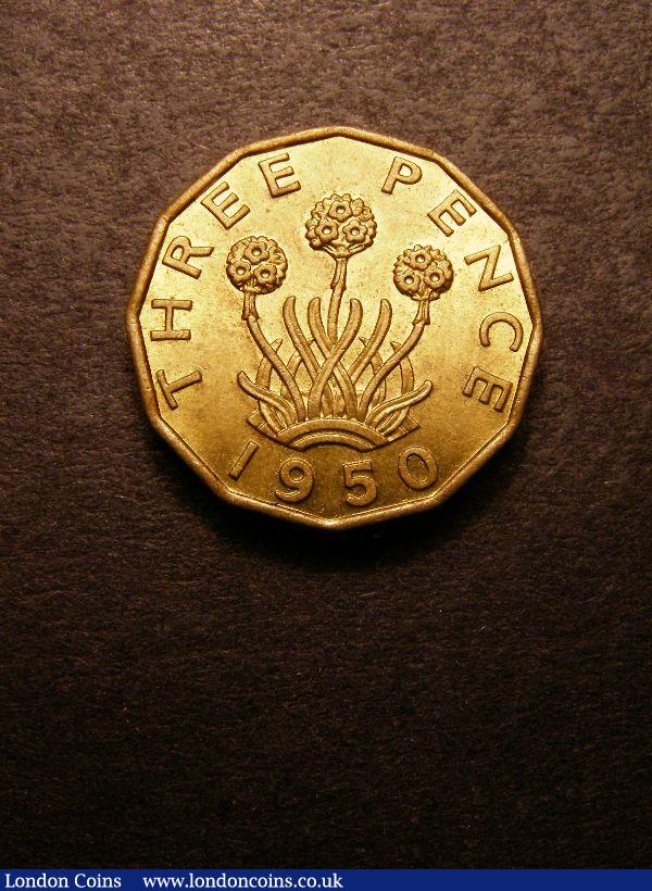 London Coins : A133 : Lot 224 : Brass Threepence 1950 Peck 2349 the rare currency issue lustrous Unc and scarce thus