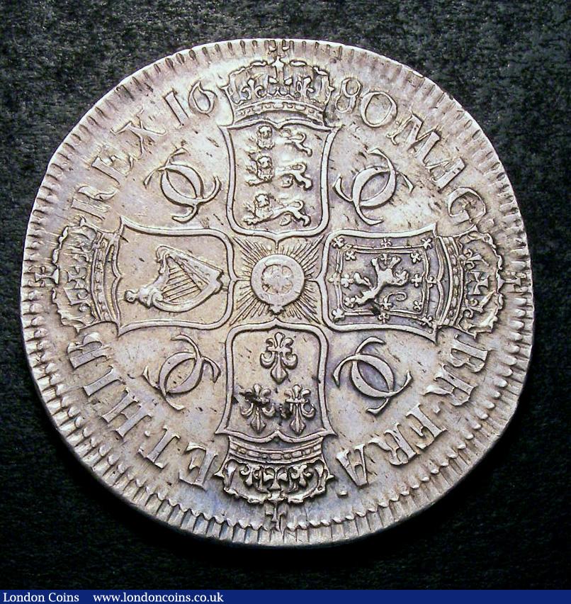 London Coins : A133 : Lot 232 : Crown 1680 TRICESIMO SECVNDO Third Bust ESC 58 EF pleasant tone the detraction of a few old scratche...