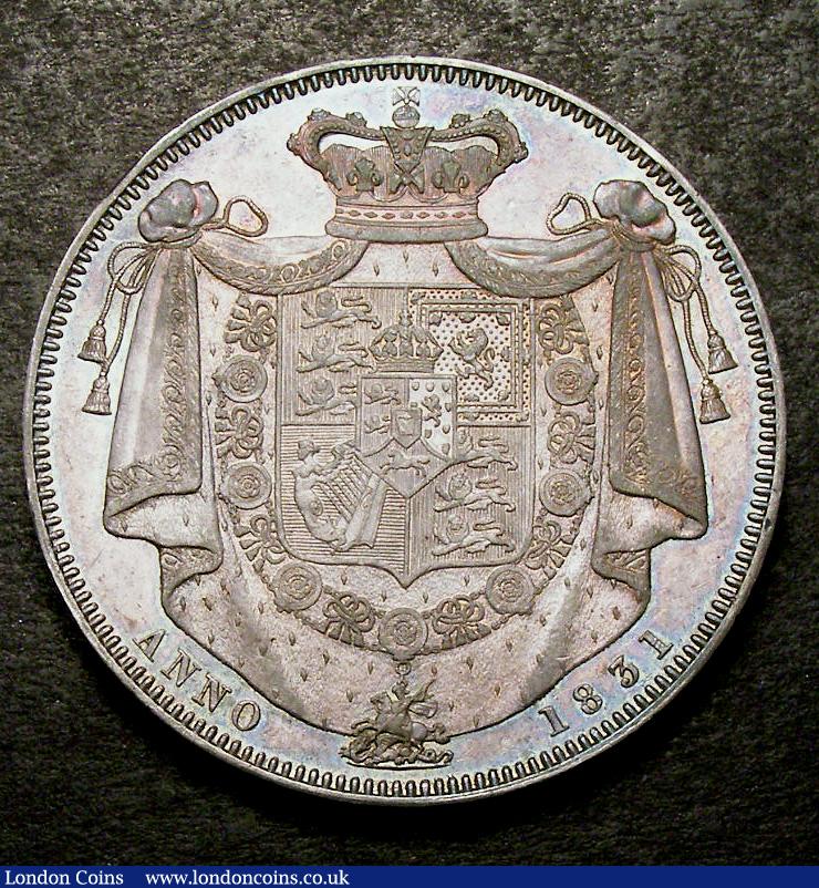 London Coins : A133 : Lot 252 : Crown 1831 Proof, Plain Edge, ww on truncation, Silver, Coin Alignment, ESC 271&...