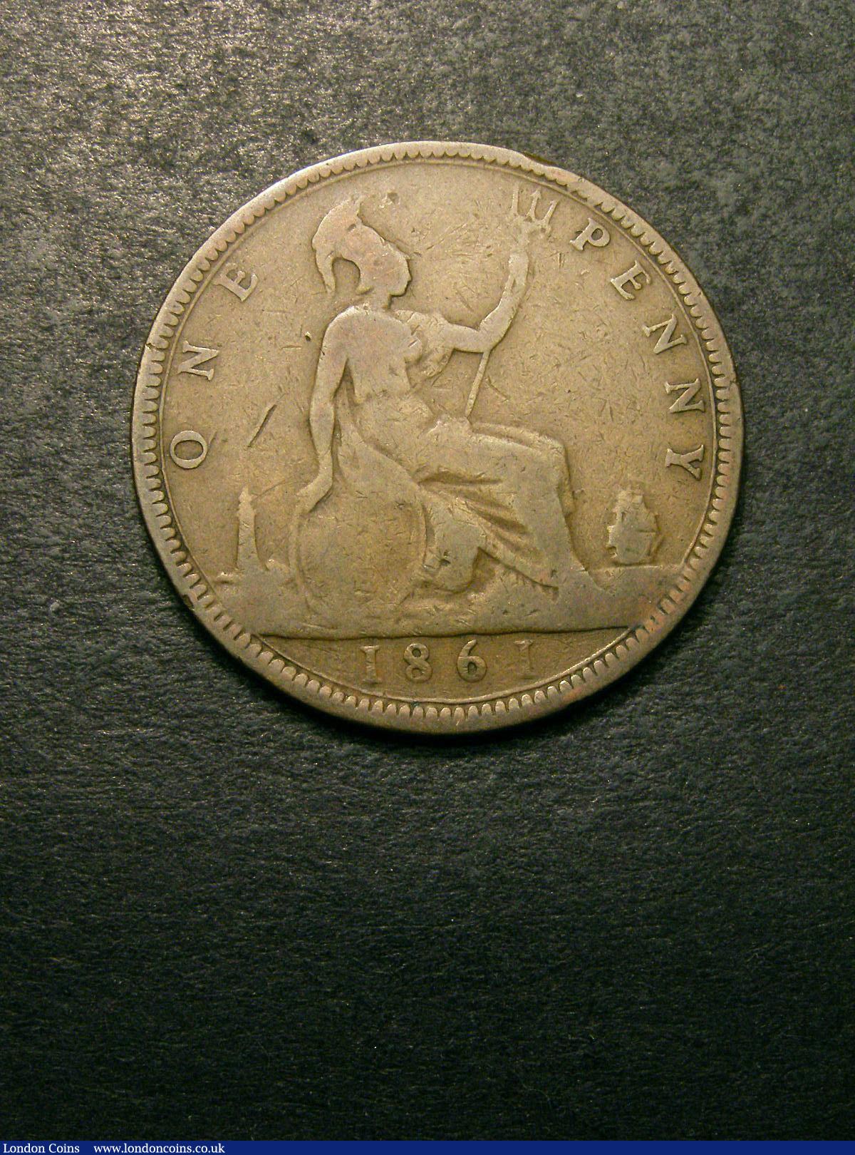 London Coins : A133 : Lot 677 : Penny 1861 Freeman 18 dies 2+D VG Rare, we note that there was no example in the Roland Harris o...