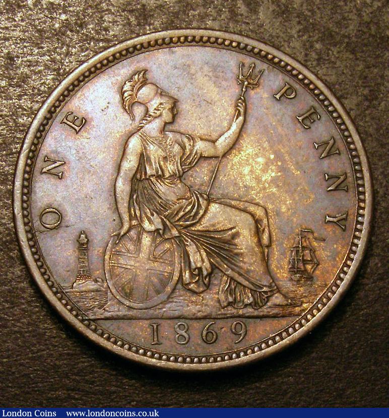 Penny 1869 Freeman 59 dies 6+G EF or near so with a few small rim nicks : English Coins : Auction 133 : Lot 691