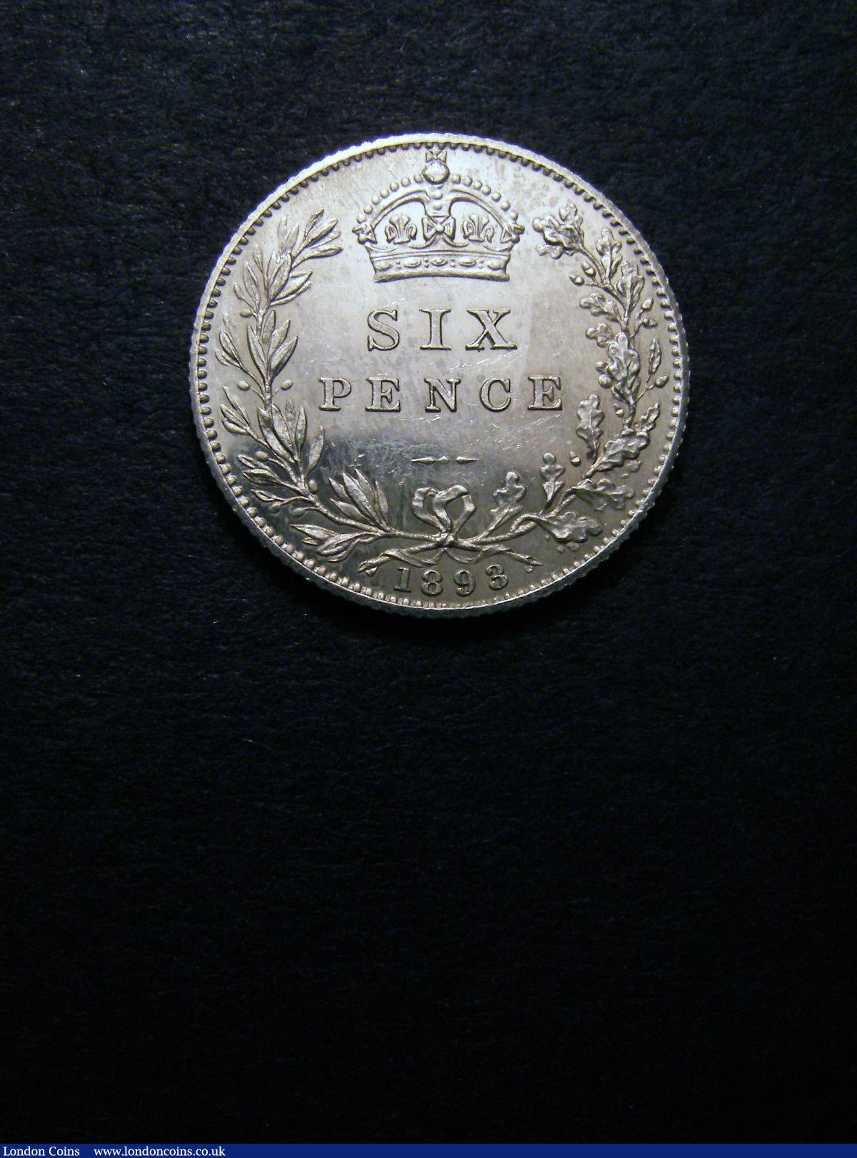 Sixpence 1893 Veiled Head Proof ESC 1763 UNC with some contact marks and hairlines : English Coins : Auction 133 : Lot 845