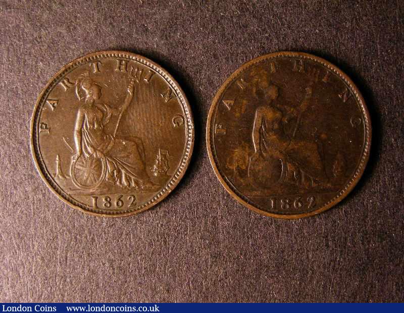 London Coins : A134 : Lot 1933 : Farthing 1862 Large 8 in date NF/VG Rare, unlisted by Peck or Freeman (see C.Cooke collection sa...
