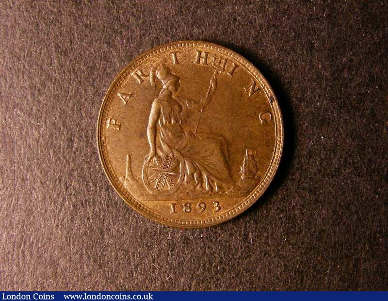 London Coins : A134 : Lot 1939 : Farthing 1893 Close Date a known variety but unlisted by Peck or Freeman (see C.Cooke Collection ite...