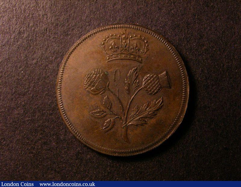 London Coins : A134 : Lot 2168 : Halfpenny Anne undated pattern in copper Dies 2+B* Peck 726 the reverse showing the relevant rust-sp...