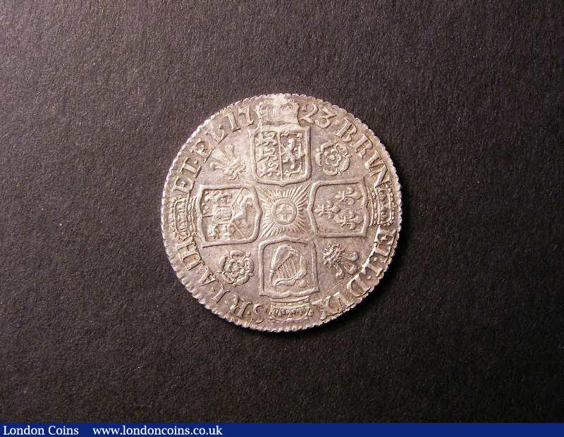 London Coins : A134 : Lot 2275 : Shilling 1723 Roses and Plumes ESC 1175 EF/GEF with some haymarking, our records indicate that w...