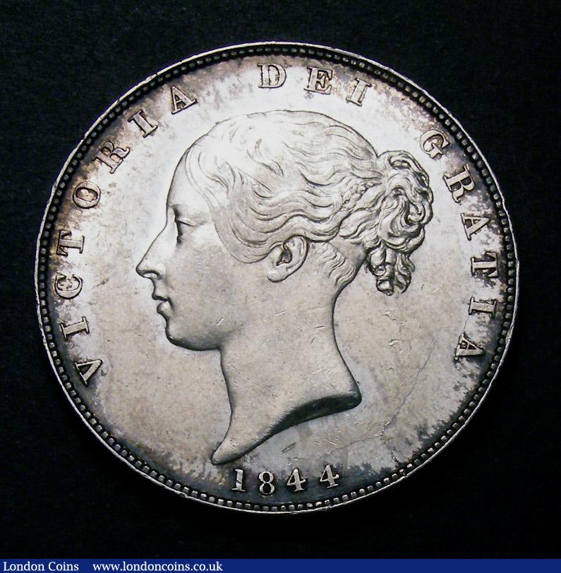 Halfcrown 1844 ESC 677 GEF/AU and lustrous with some light contact marks, toning around the edges : English Coins : Auction 135 : Lot 1707